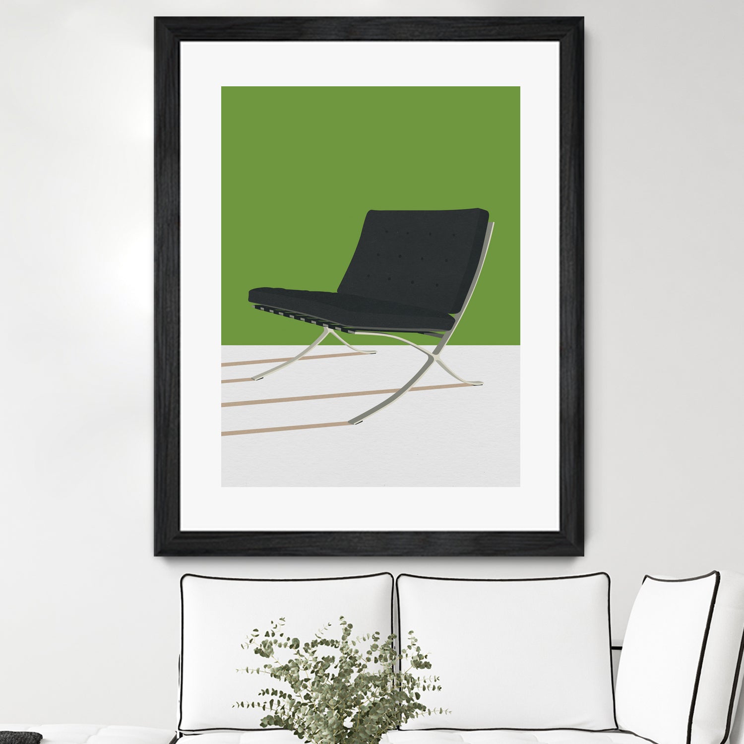 Barcelona Chair (Green Background) Mies Van Der Rohe by Rosi on GIANT ART