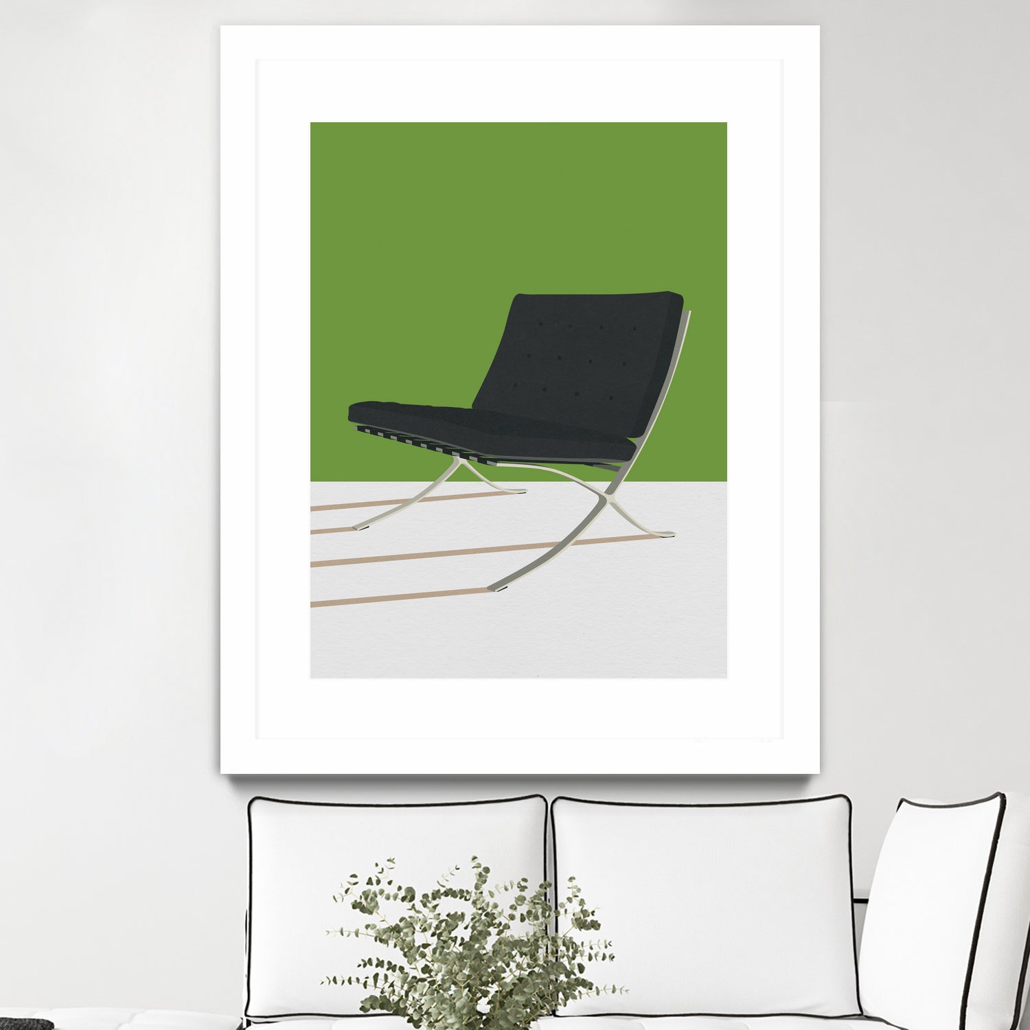 Barcelona Chair (Green Background) Mies Van Der Rohe by Rosi on GIANT ART