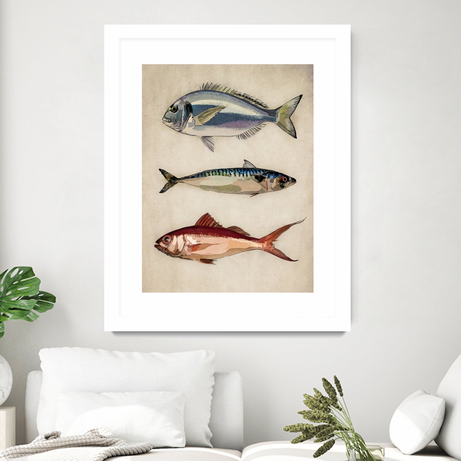 Trio of Ocean Life by Emel Tunaboylu on GIANT ART - animals vintage fish illustration