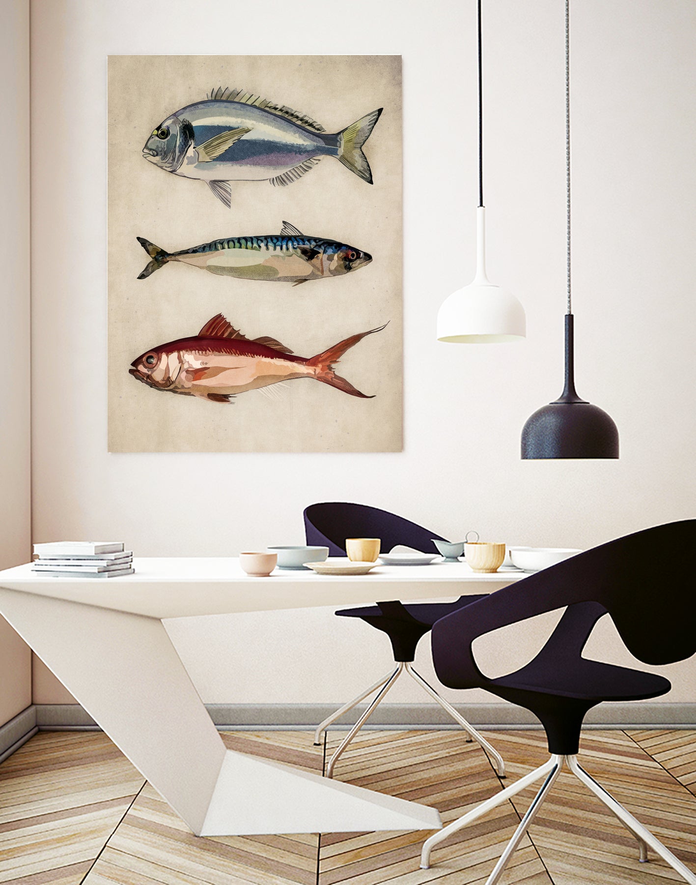 Trio of Ocean Life by Emel Tunaboylu on GIANT ART - animals vintage fish illustration