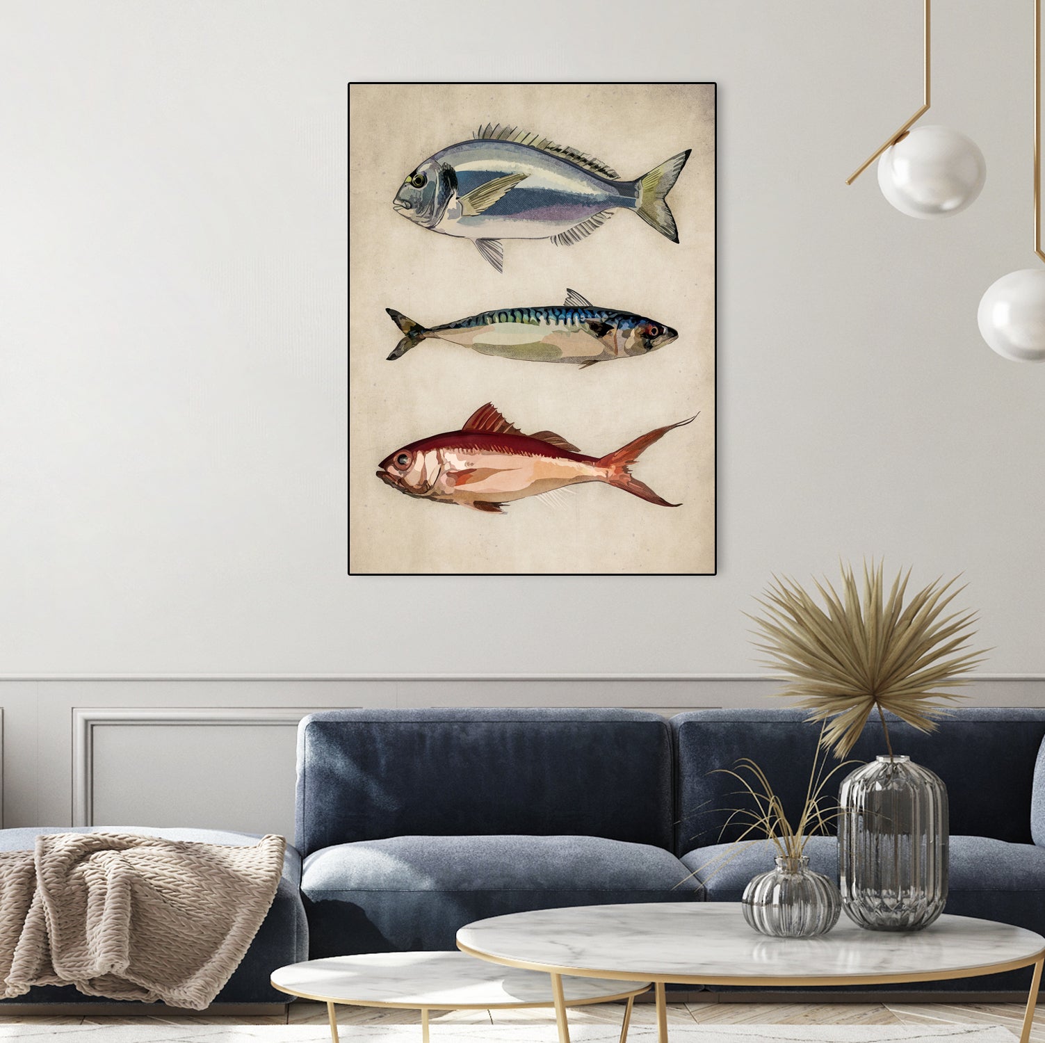 Trio of Ocean Life by Emel Tunaboylu on GIANT ART - animals vintage fish illustration