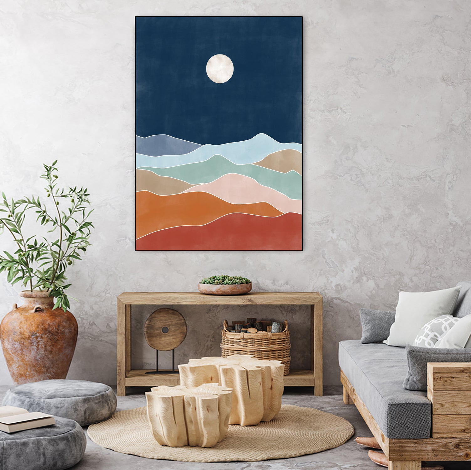 Moonlit Hill Scape by Elena Ristova on GIANT ART - abstract abstract