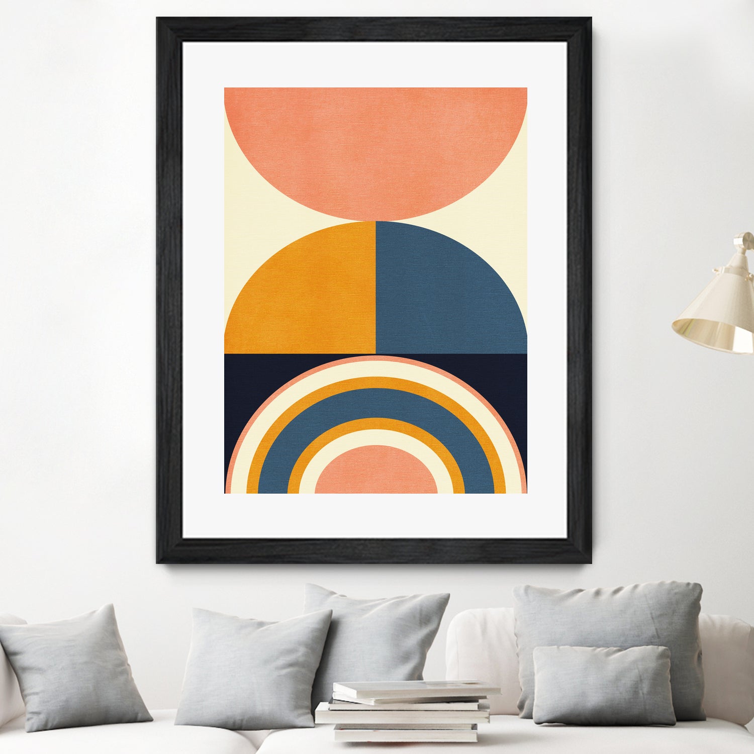 Rainbow Plus Shapes  Blue Mustard10 by Ana Rut Bre on GIANT ART - abstract abstract