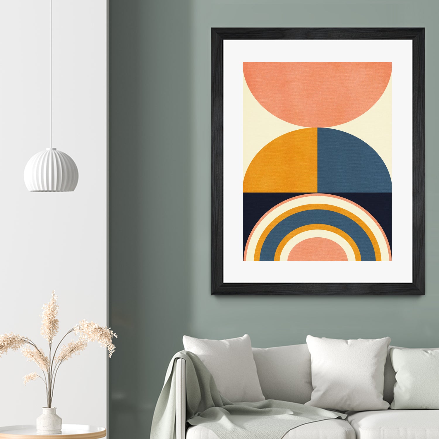 Rainbow Plus Shapes  Blue Mustard10 by Ana Rut Bre on GIANT ART - abstract abstract