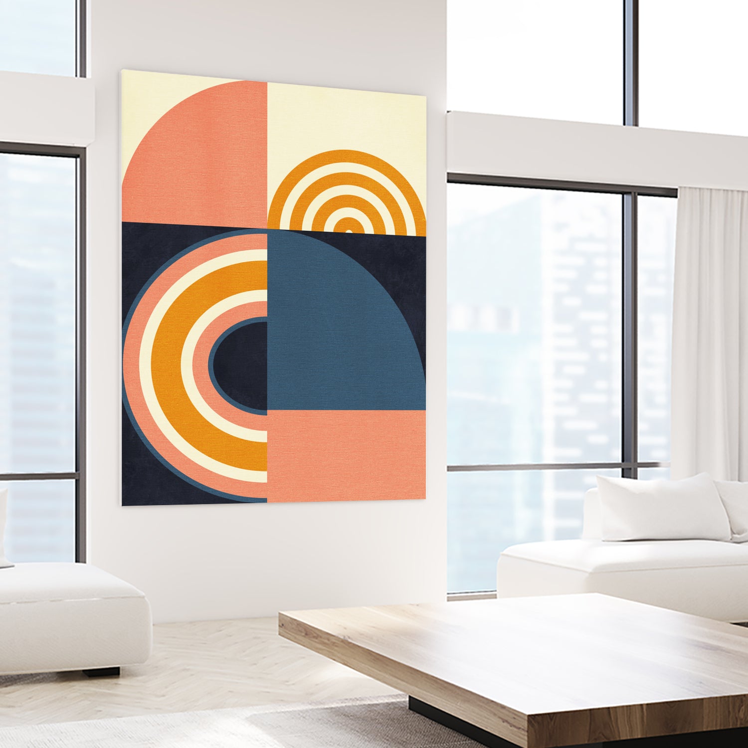 Rainbow Plus Shapes  Blue Mustard9 by Ana Rut Bre on GIANT ART - abstract abstract