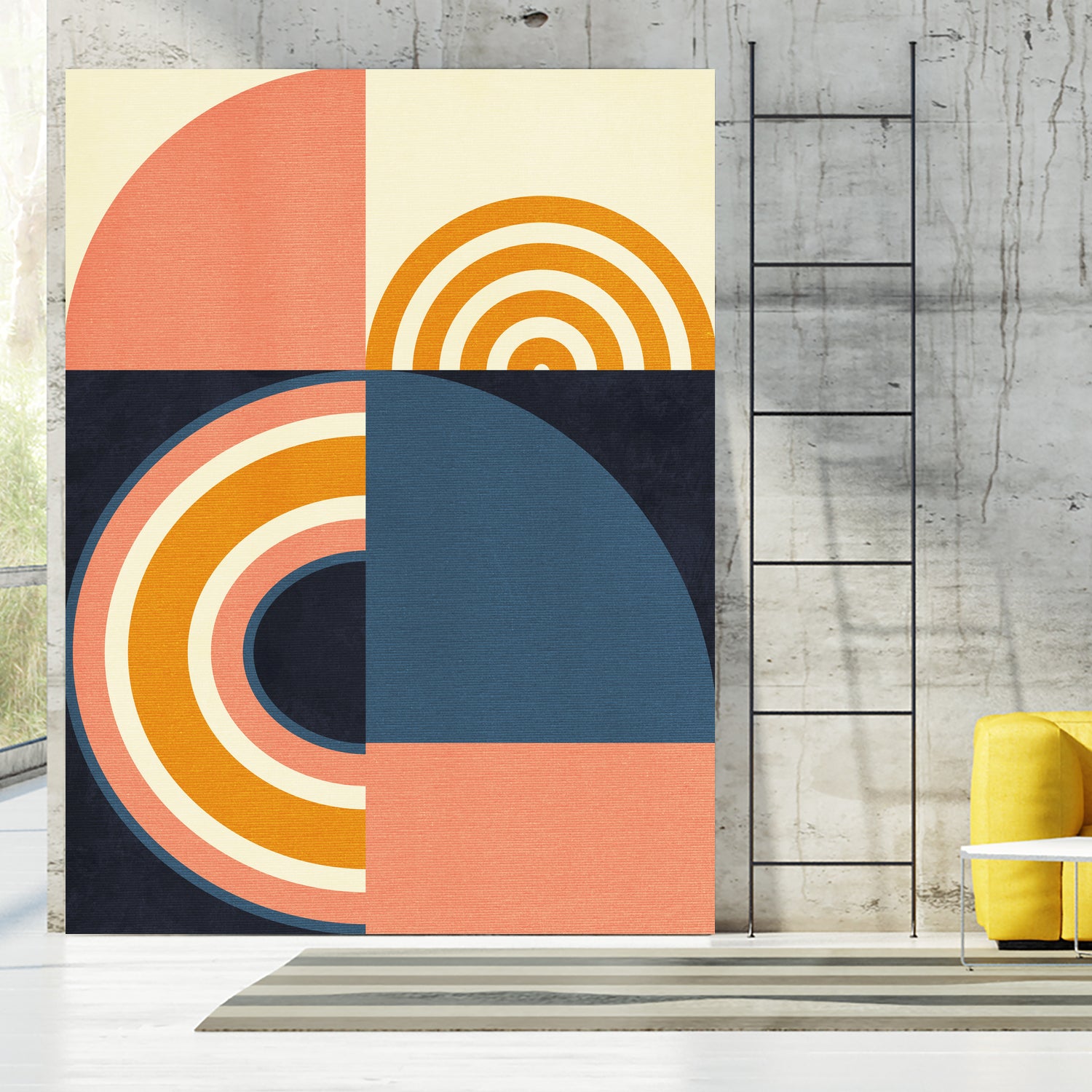 Rainbow Plus Shapes  Blue Mustard9 by Ana Rut Bre on GIANT ART - abstract abstract