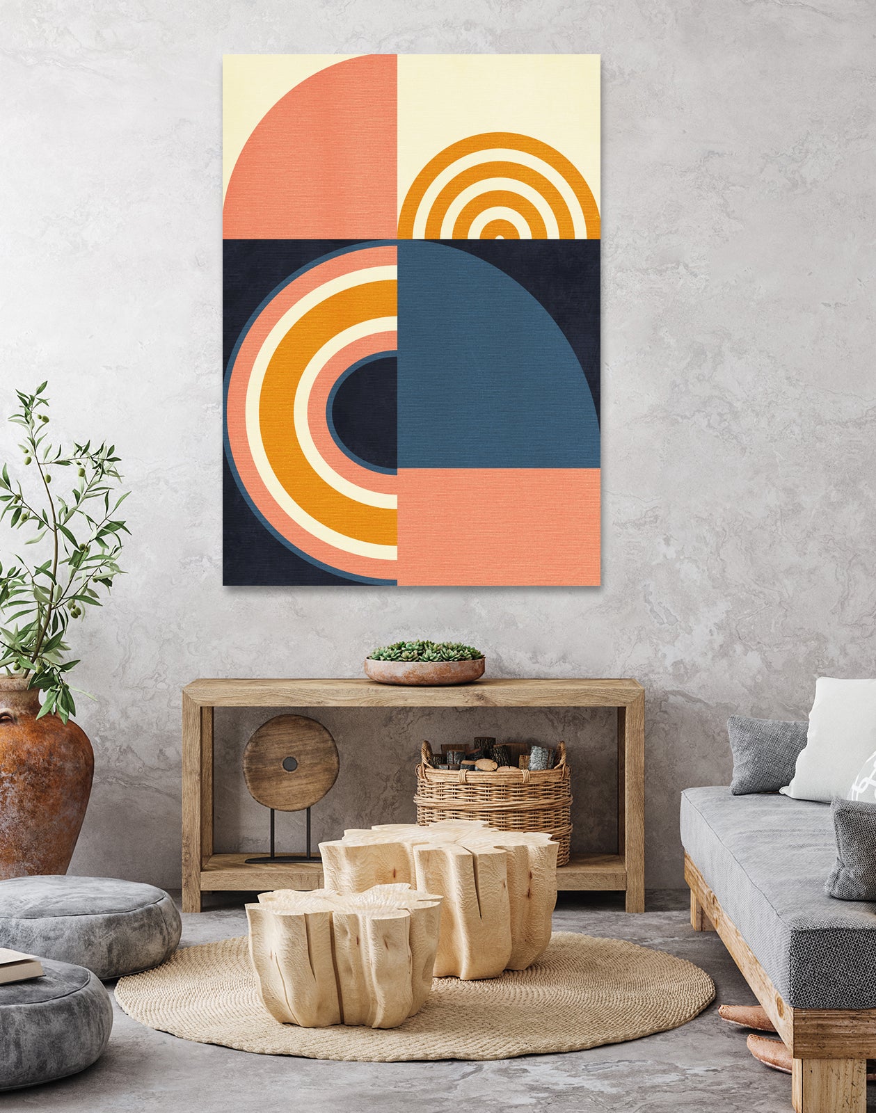 Rainbow Plus Shapes  Blue Mustard9 by Ana Rut Bre on GIANT ART - abstract abstract