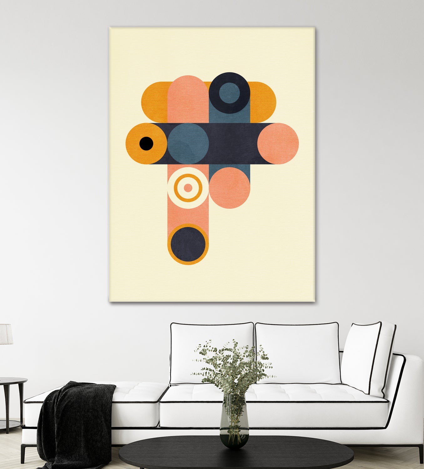 Rainbow Plus Shapes  Blue Mustard8 by Ana Rut Bre on GIANT ART - abstract abstract