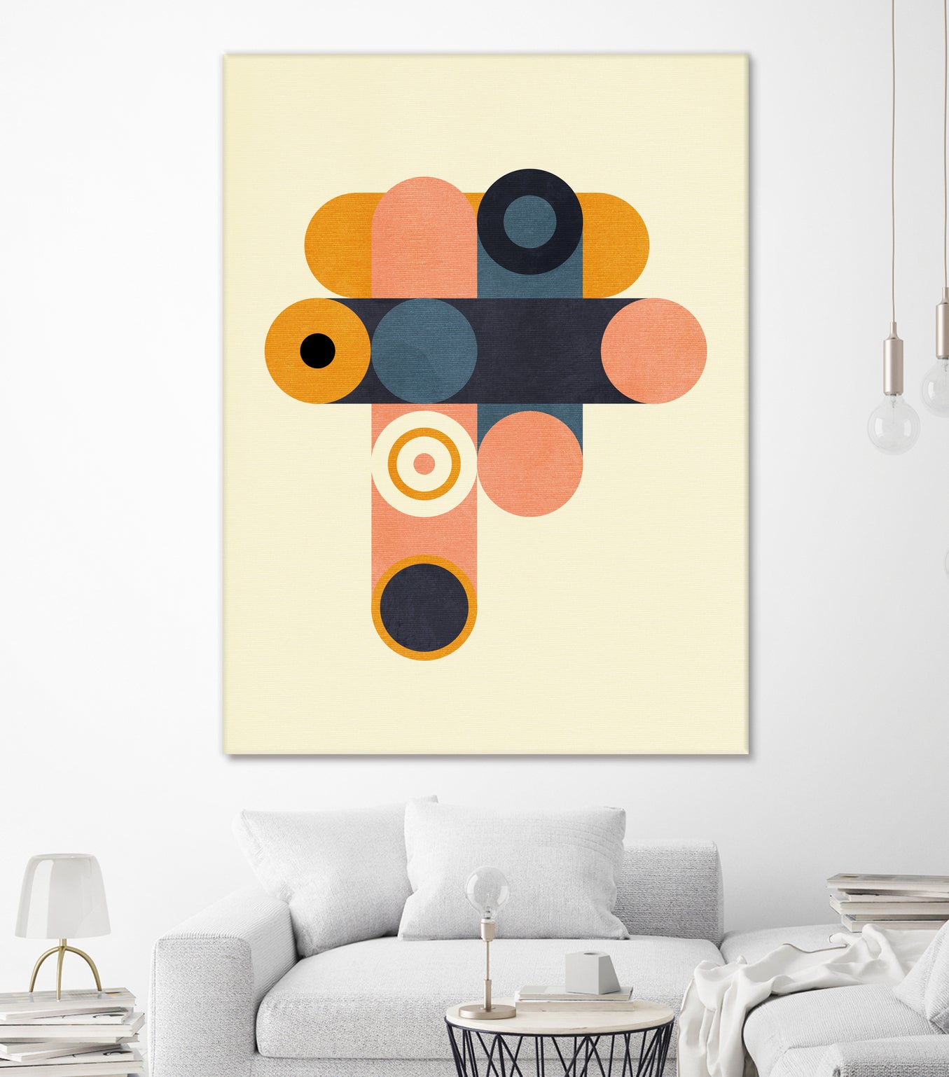 Rainbow Plus Shapes  Blue Mustard8 by Ana Rut Bre on GIANT ART - abstract abstract