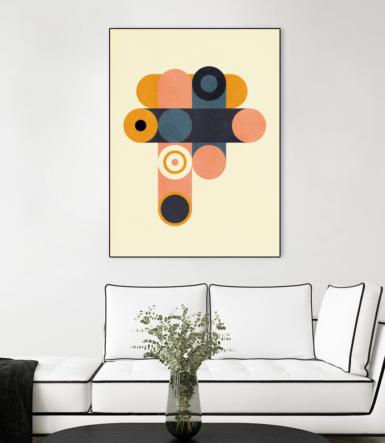 Rainbow Plus Shapes  Blue Mustard8 by Ana Rut Bre on GIANT ART - abstract abstract