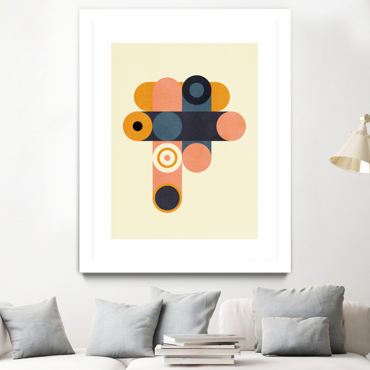 Rainbow Plus Shapes  Blue Mustard8 by Ana Rut Bre on GIANT ART - abstract abstract