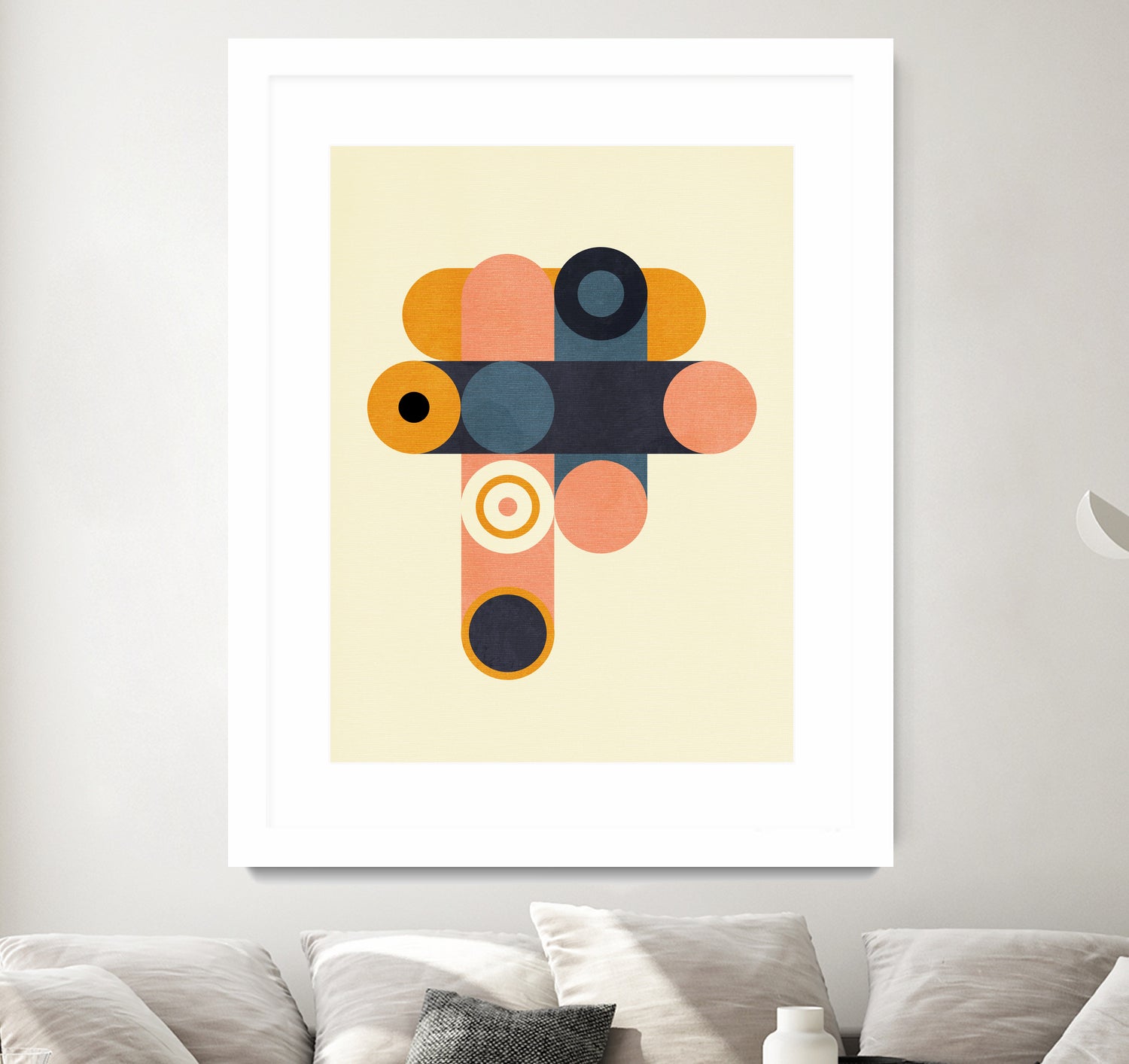 Rainbow Plus Shapes  Blue Mustard8 by Ana Rut Bre on GIANT ART - abstract abstract