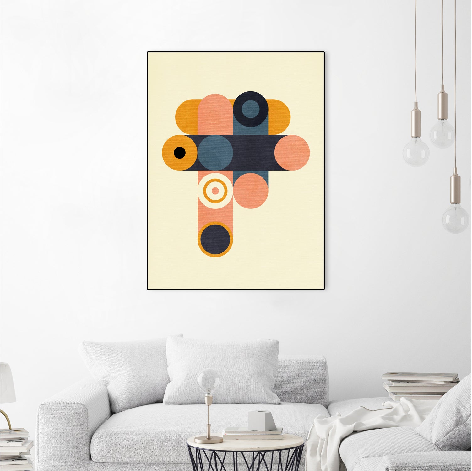 Rainbow Plus Shapes  Blue Mustard8 by Ana Rut Bre on GIANT ART - abstract abstract