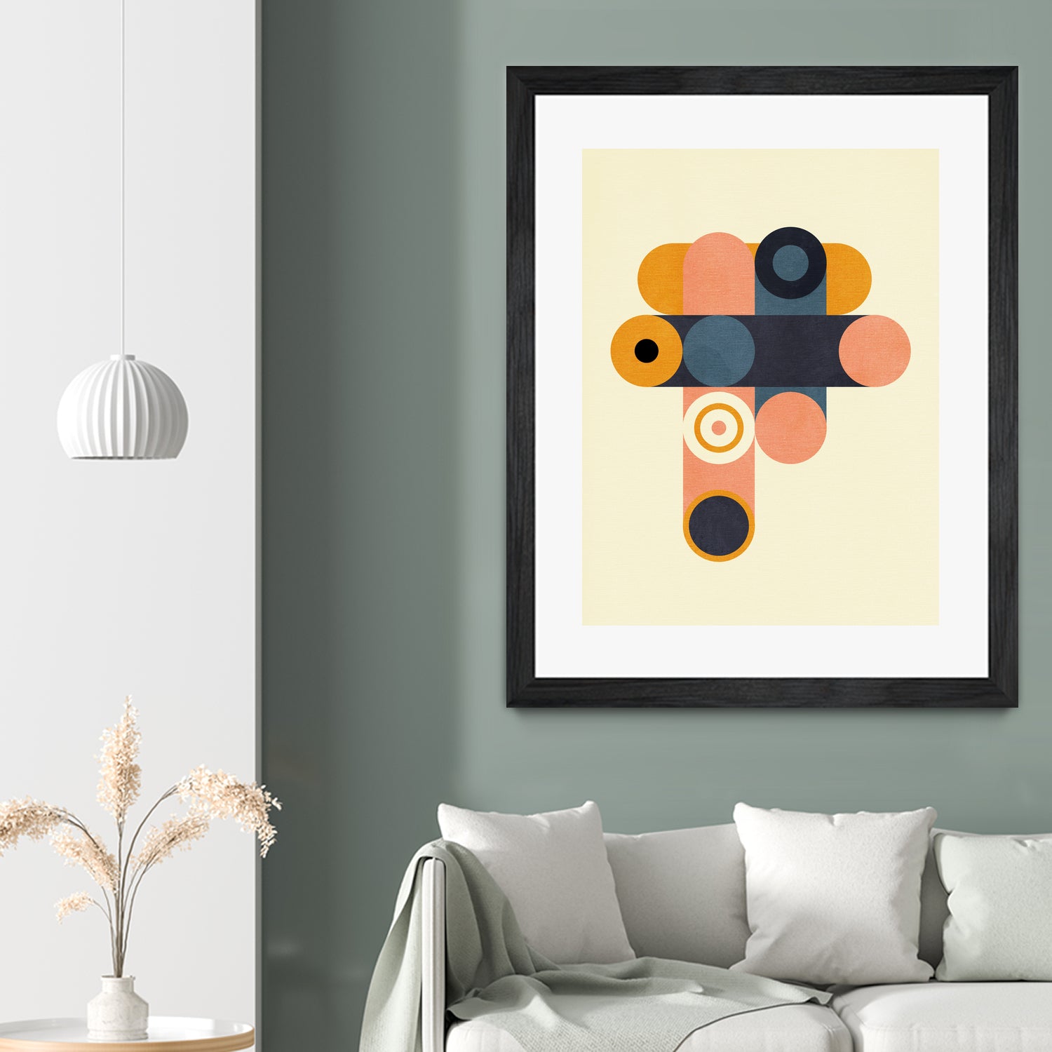 Rainbow Plus Shapes  Blue Mustard8 by Ana Rut Bre on GIANT ART - abstract abstract