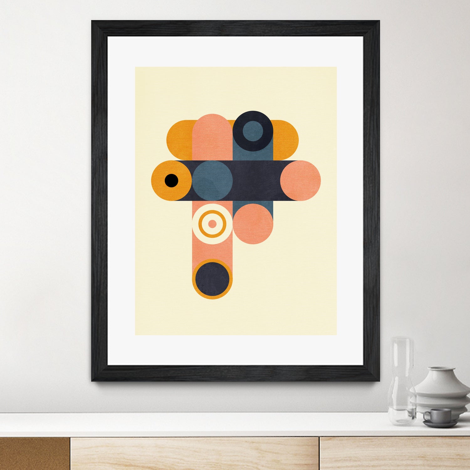 Rainbow Plus Shapes  Blue Mustard8 by Ana Rut Bre on GIANT ART - abstract abstract