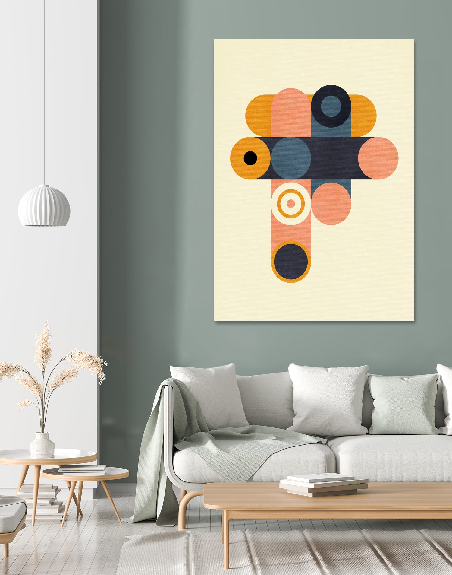 Rainbow Plus Shapes  Blue Mustard8 by Ana Rut Bre on GIANT ART - abstract abstract