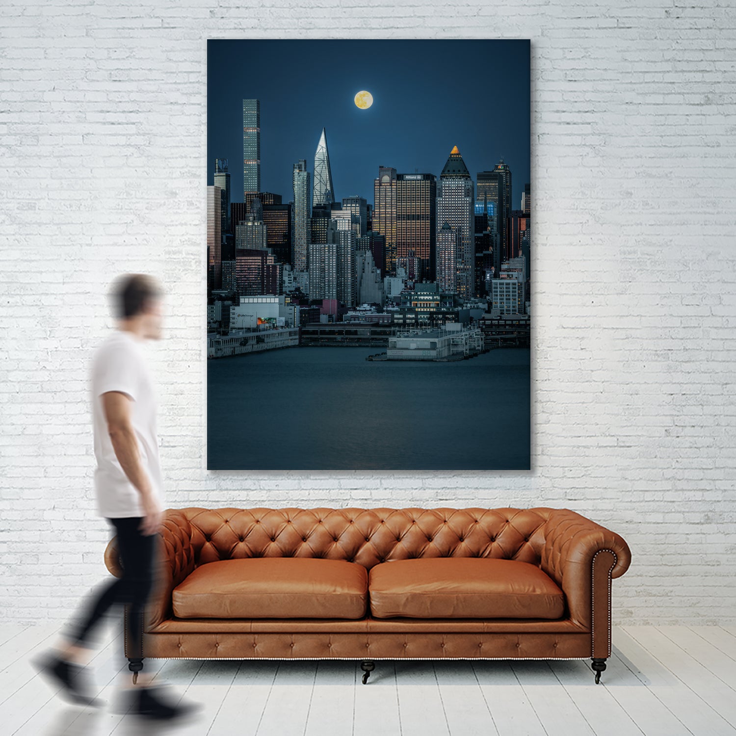 Lunar Elegance over Manhattan by Wei (David) Dai on GIANT ART - landscape usa