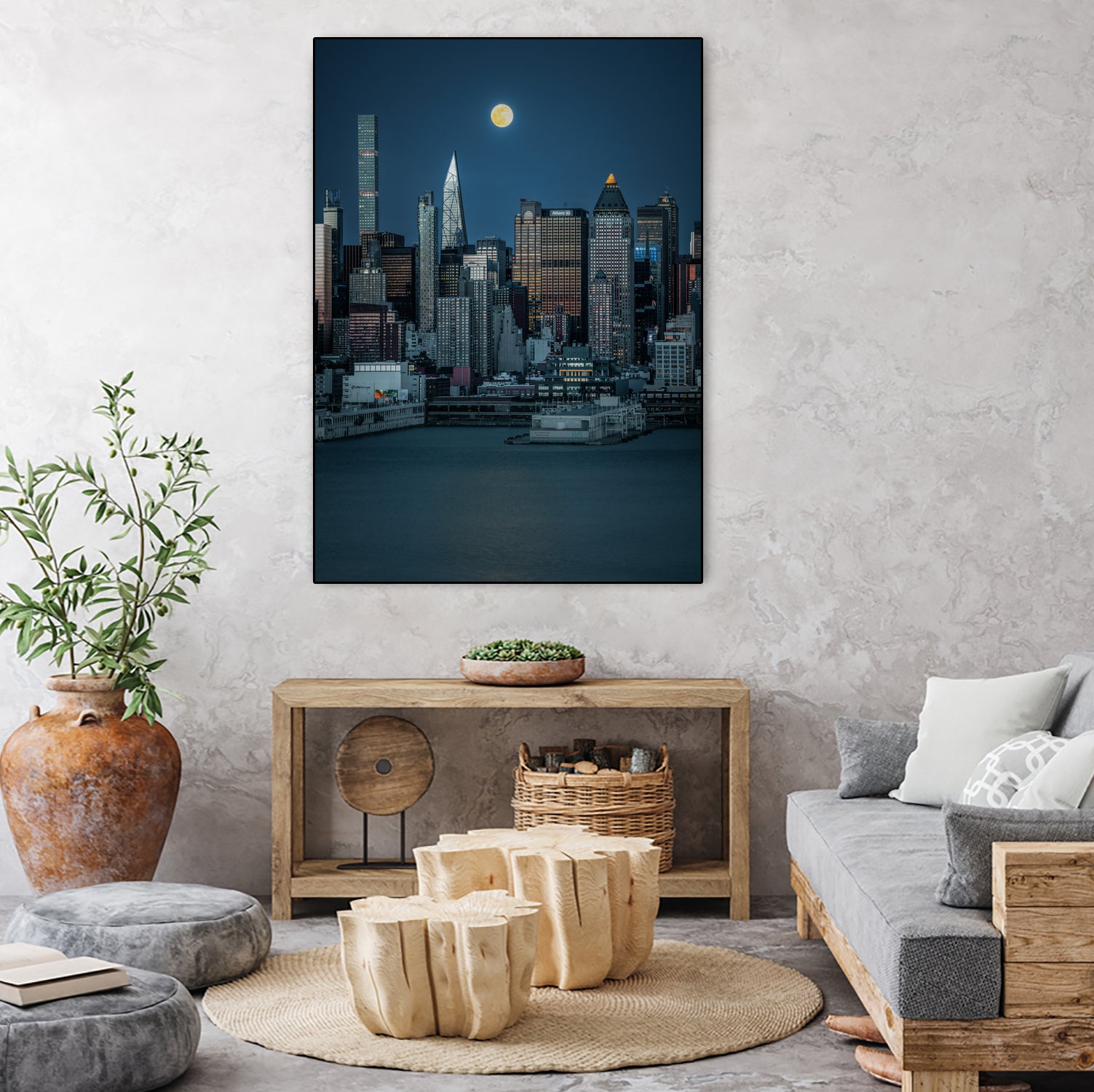 Lunar Elegance over Manhattan by Wei (David) Dai on GIANT ART - landscape usa