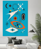 Mid Century In Retro Blue by Little on GIANT ART - illustration blue background