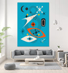 Mid Century In Retro Blue by Little on GIANT ART - illustration blue background