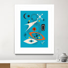 Mid Century In Retro Blue by Little on GIANT ART - illustration blue background