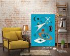 Mid Century In Retro Blue by Little on GIANT ART - illustration blue background
