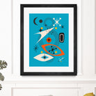 Mid Century In Retro Blue by Little on GIANT ART - illustration blue background