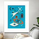 Mid Century In Retro Blue by Little on GIANT ART - illustration blue background