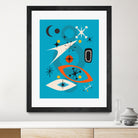 Mid Century In Retro Blue by Little on GIANT ART - illustration blue background