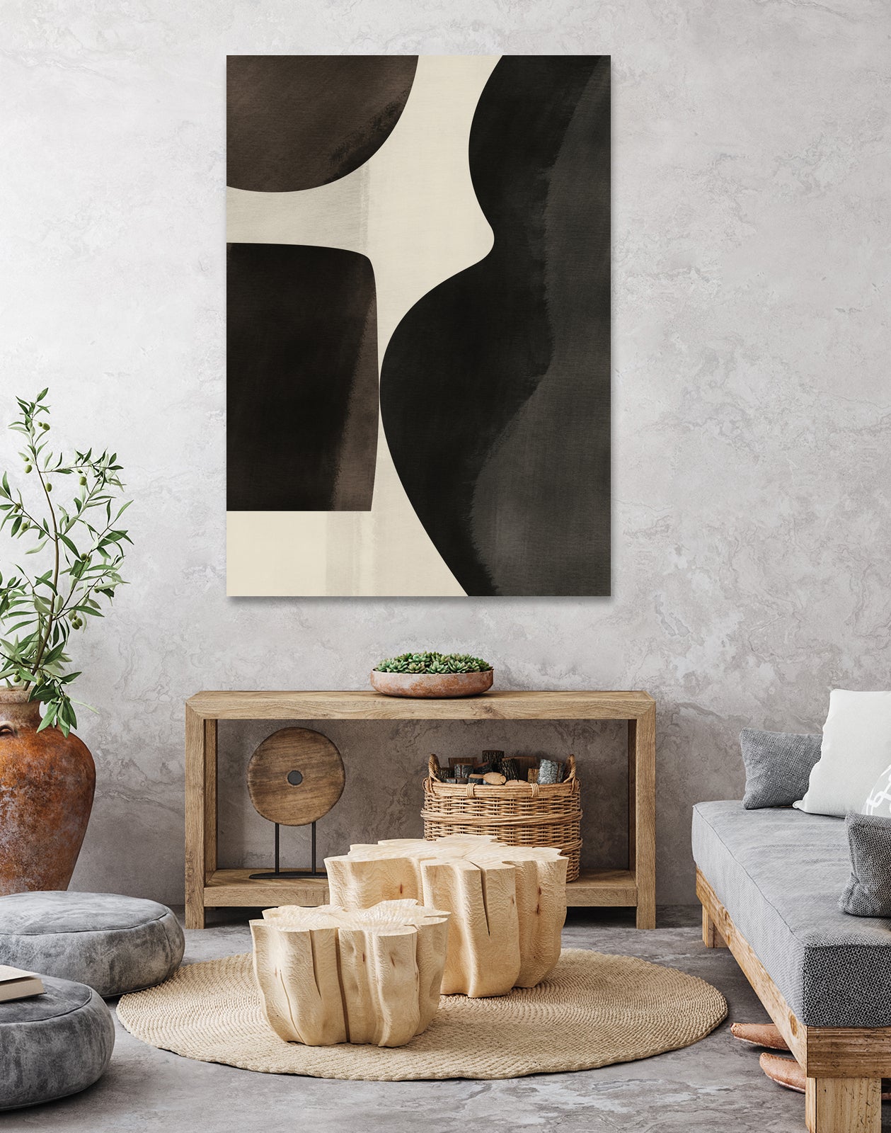 Black Abstract Collage by Little on GIANT ART - illustration beige
