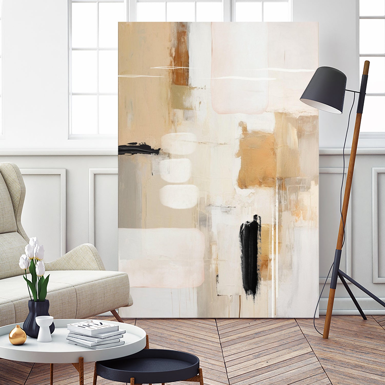 Abstract In Beige 2 by Sally on GIANT ART - orange abstact