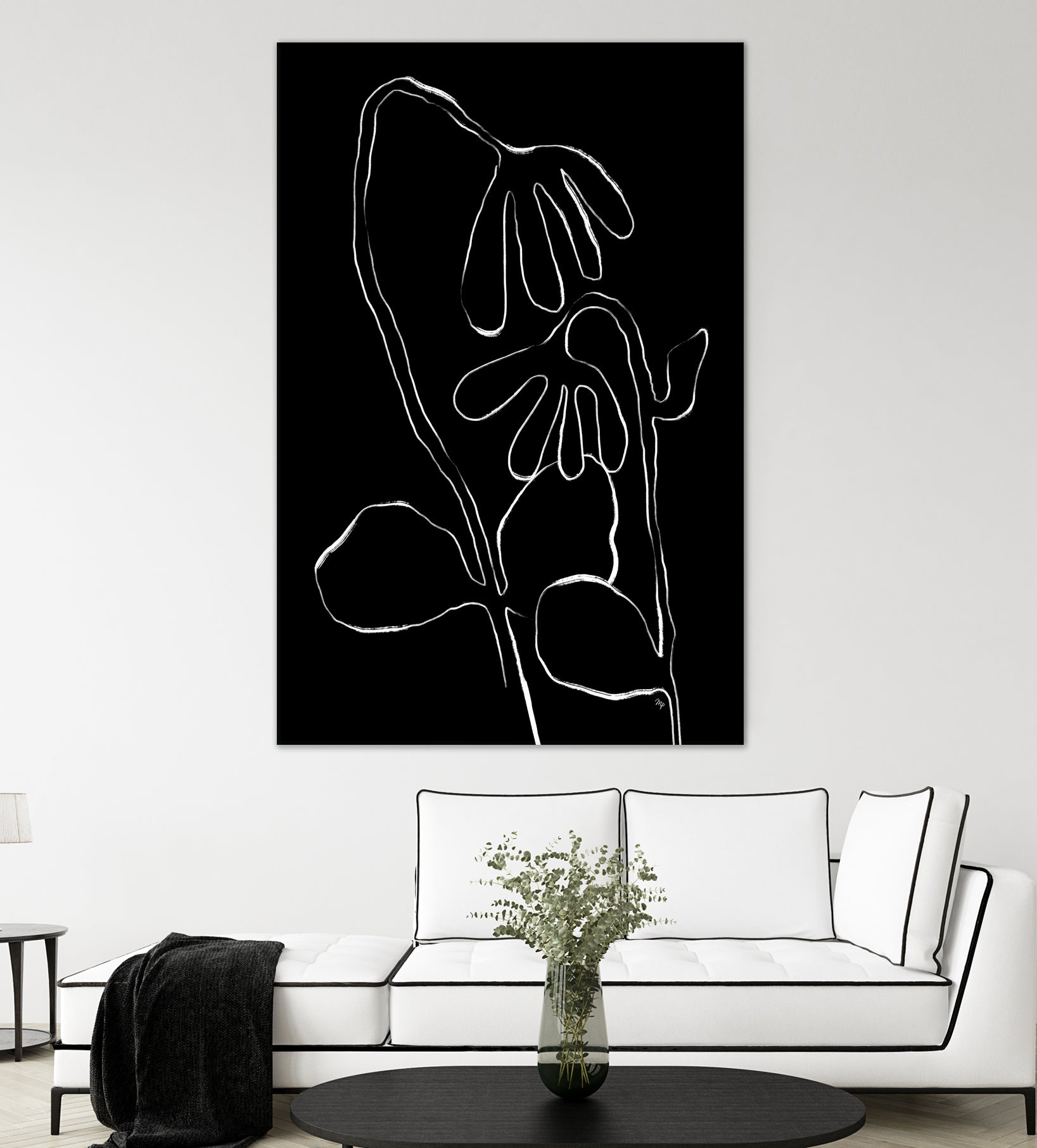 Flower and Leaves Sketch by Martina on GIANT ART - flowers and plants monochrome art