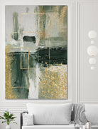 Green and Gold Moment 3 by Sally on GIANT ART - illustration sally ann moss