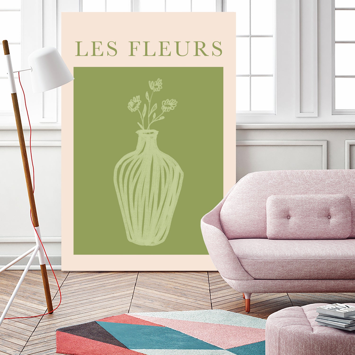 Potted Florals Beige and Green by Grace Digital Art on GIANT ART - flowers and plants text