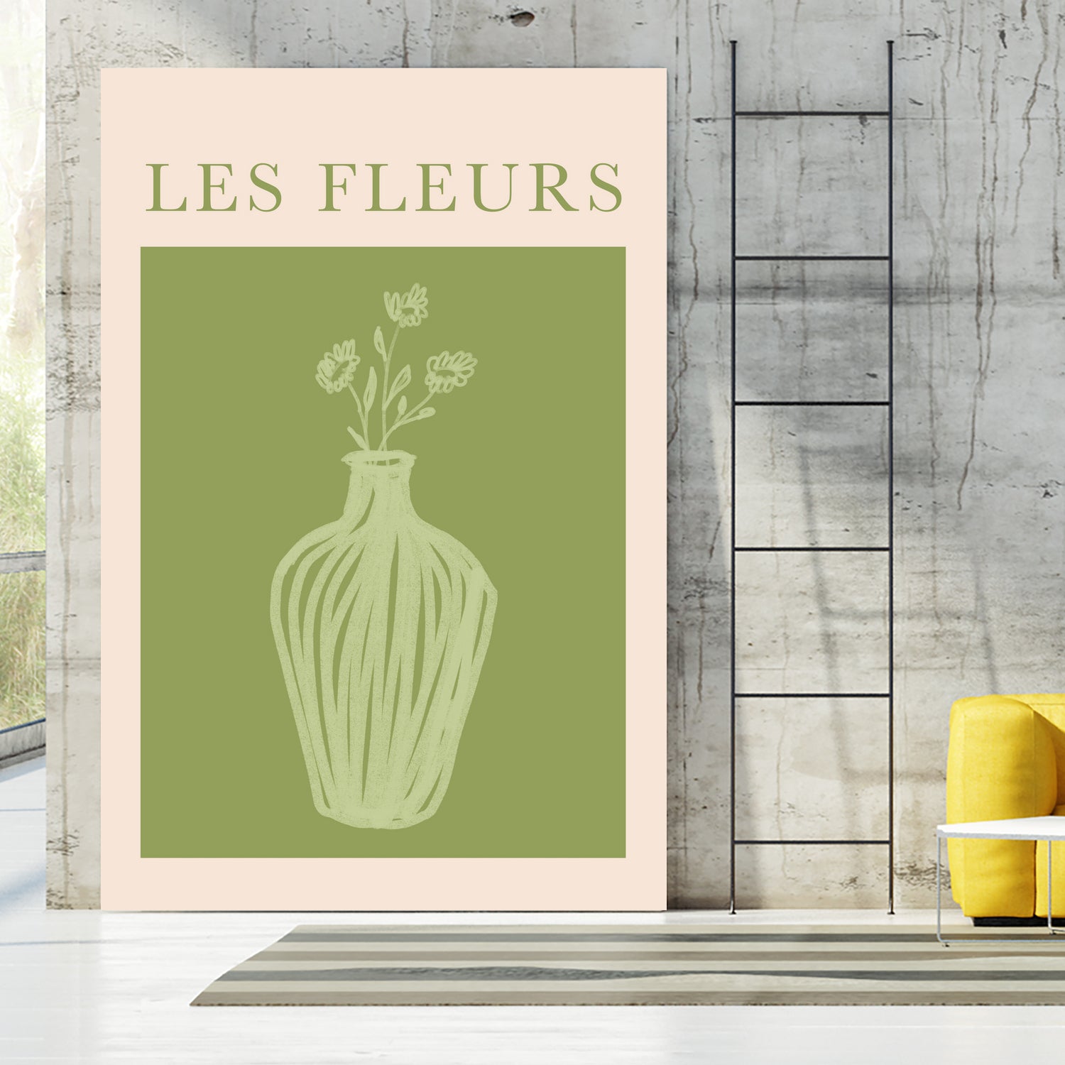 Potted Florals Beige and Green by Grace Digital Art on GIANT ART - flowers and plants text