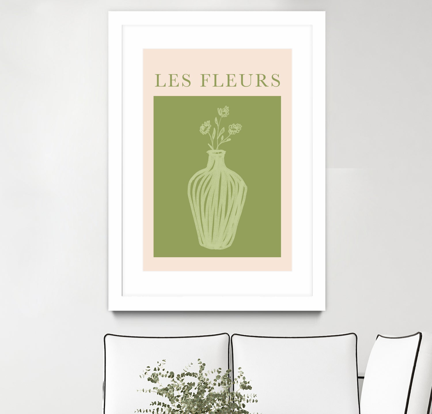 Potted Florals Beige and Green by Grace Digital Art on GIANT ART - flowers and plants text