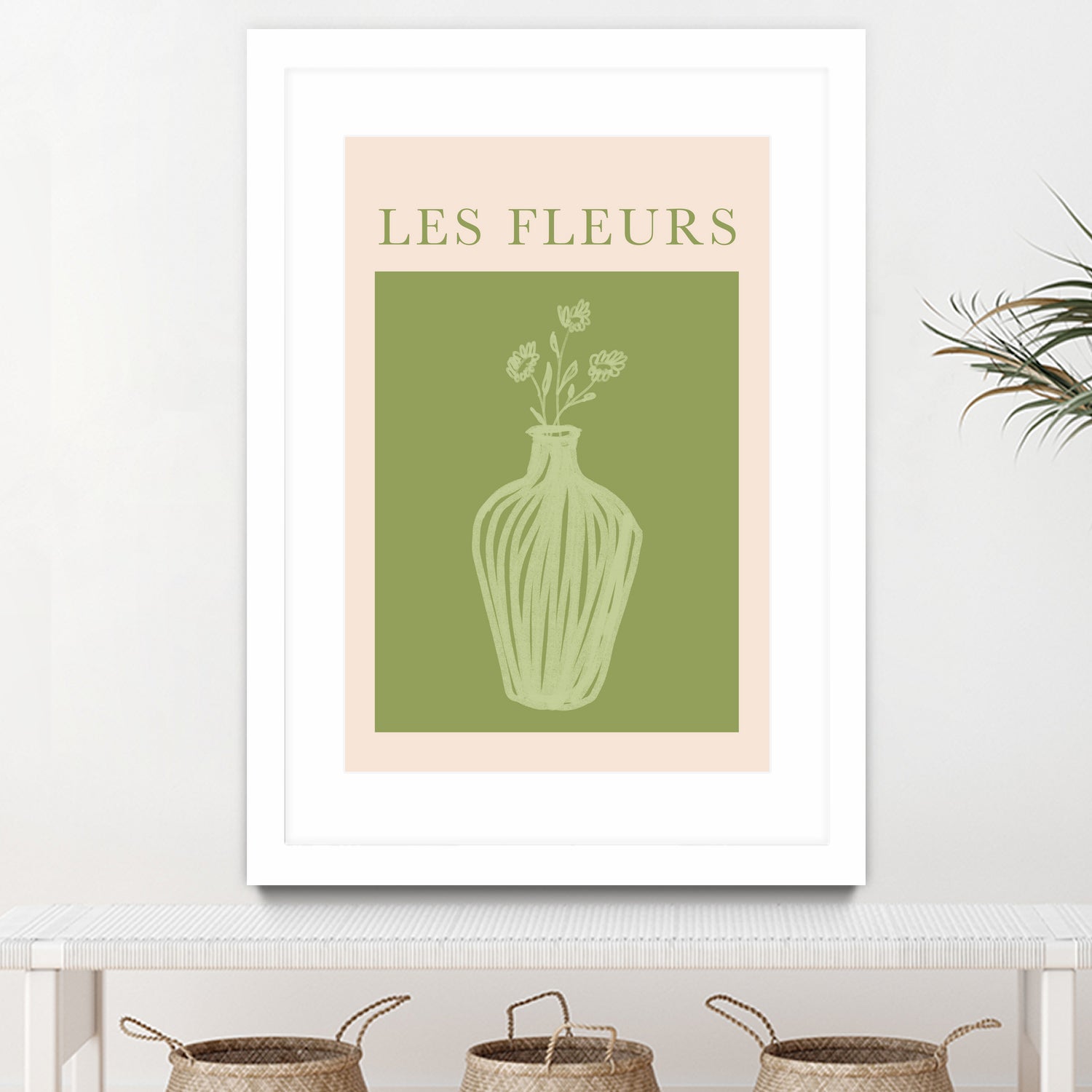 Potted Florals Beige and Green by Grace Digital Art on GIANT ART - flowers and plants text