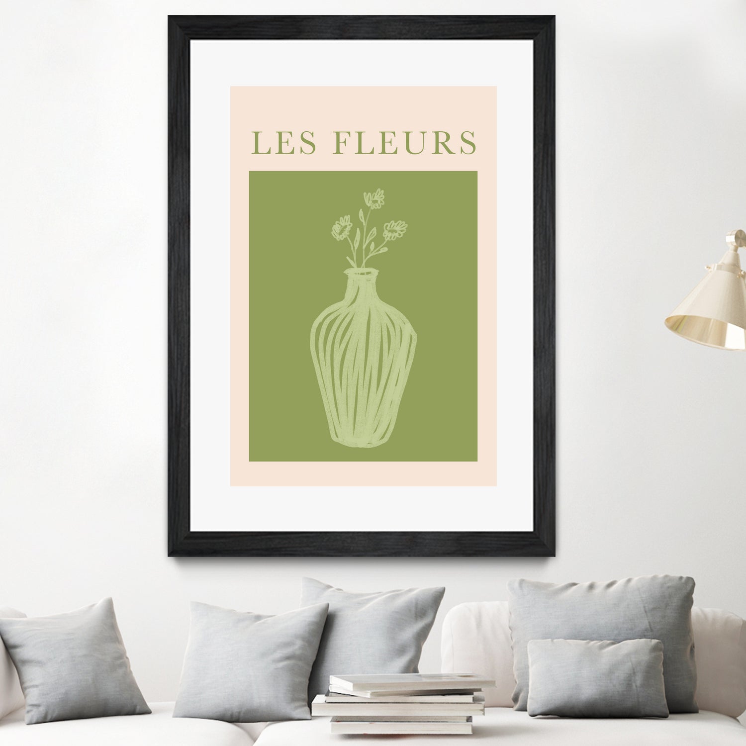 Potted Florals Beige and Green by Grace Digital Art on GIANT ART - flowers and plants text