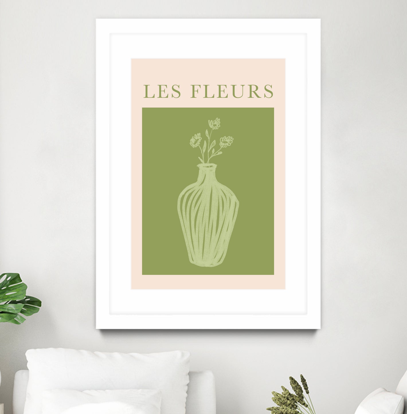 Potted Florals Beige and Green by Grace Digital Art on GIANT ART - flowers and plants text