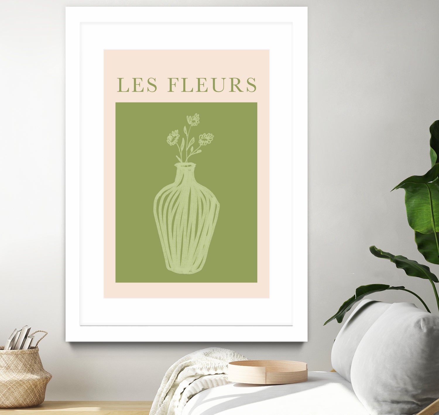 Potted Florals Beige and Green by Grace Digital Art on GIANT ART - flowers and plants text