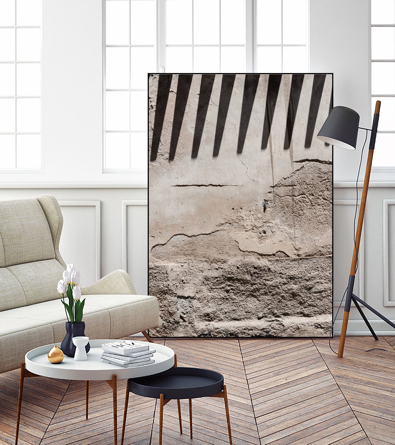 Shadow of lines at vintage wall by Photolovers on GIANT ART - abstract ground