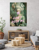 Marie Antoinette Dont Rush Me by Talitha McQueen on GIANT ART - pink contemporary  human face,flower,text,clothing,painting,doll,poster,person,fashion,flowers,flora,floral,botanical,flowers and plants,botanicals,word,words,painted,paint,painterly,people,portrait,figurative