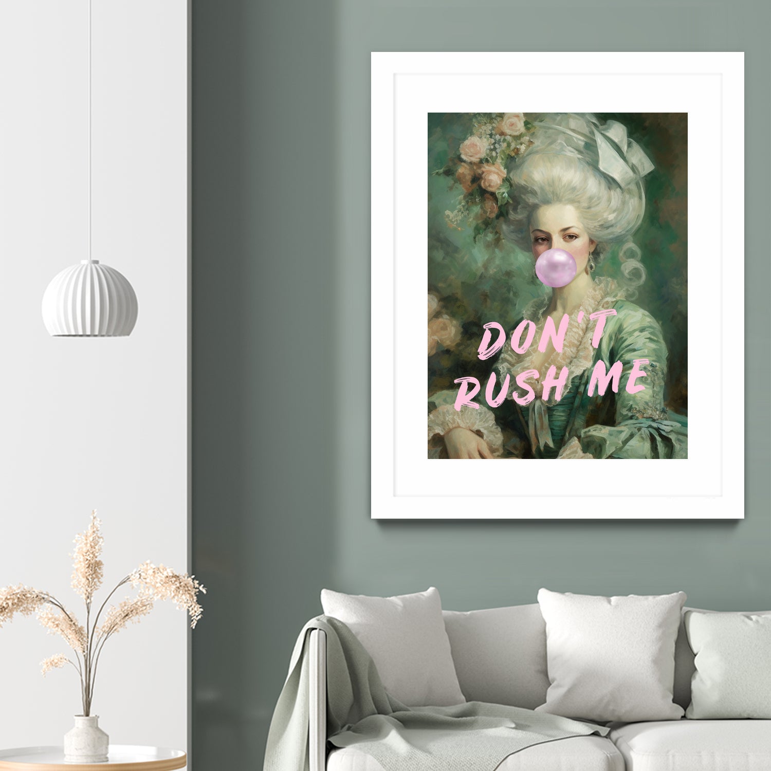Marie Antoinette Dont Rush Me by Talitha McQueen on GIANT ART - pink contemporary  human face,flower,text,clothing,painting,doll,poster,person,fashion,flowers,flora,floral,botanical,flowers and plants,botanicals,word,words,painted,paint,painterly,people,portrait,figurative
