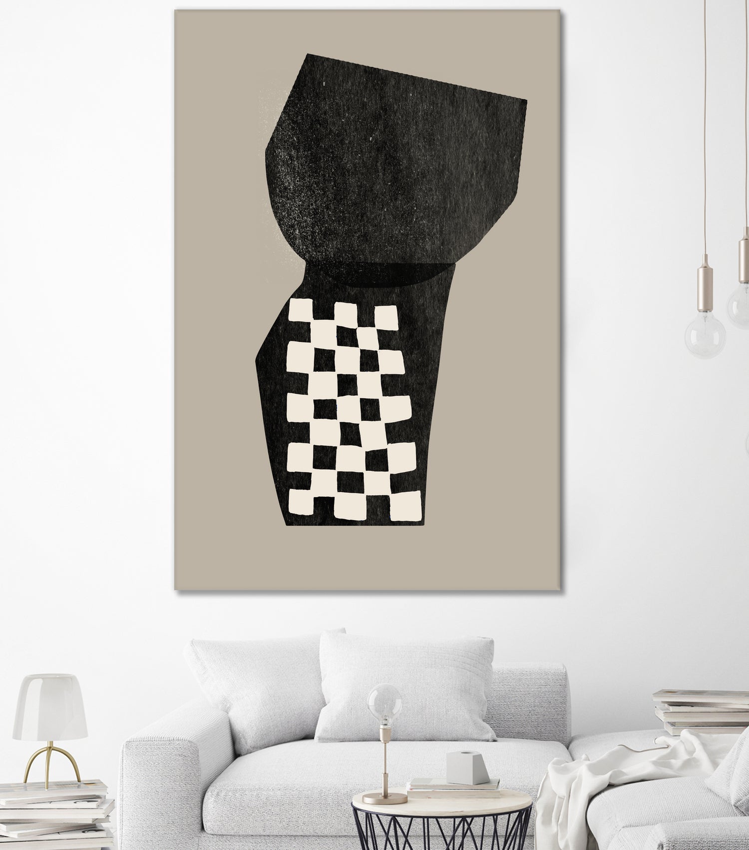 Checkered Abstraction by MIUUS STUDIO on GIANT ART - black shapes 