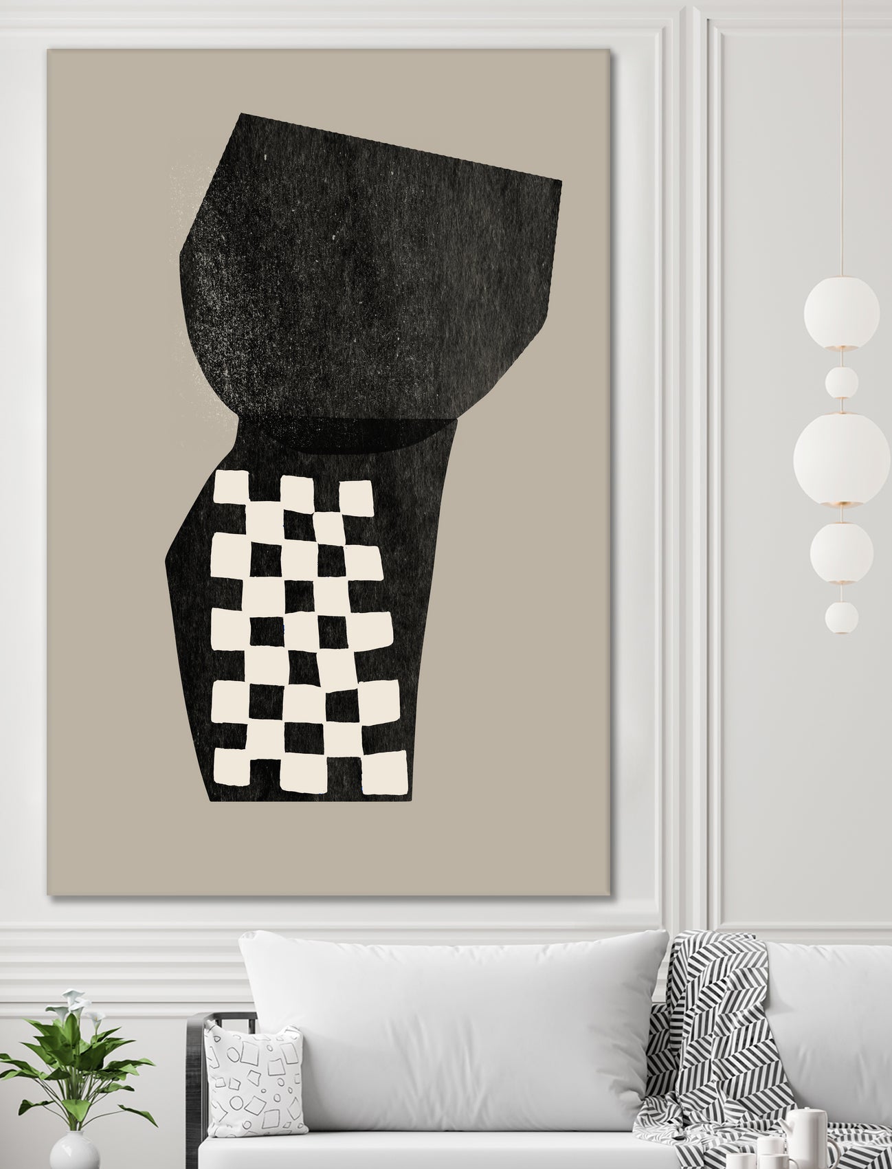 Checkered Abstraction by MIUUS STUDIO on GIANT ART - black shapes 