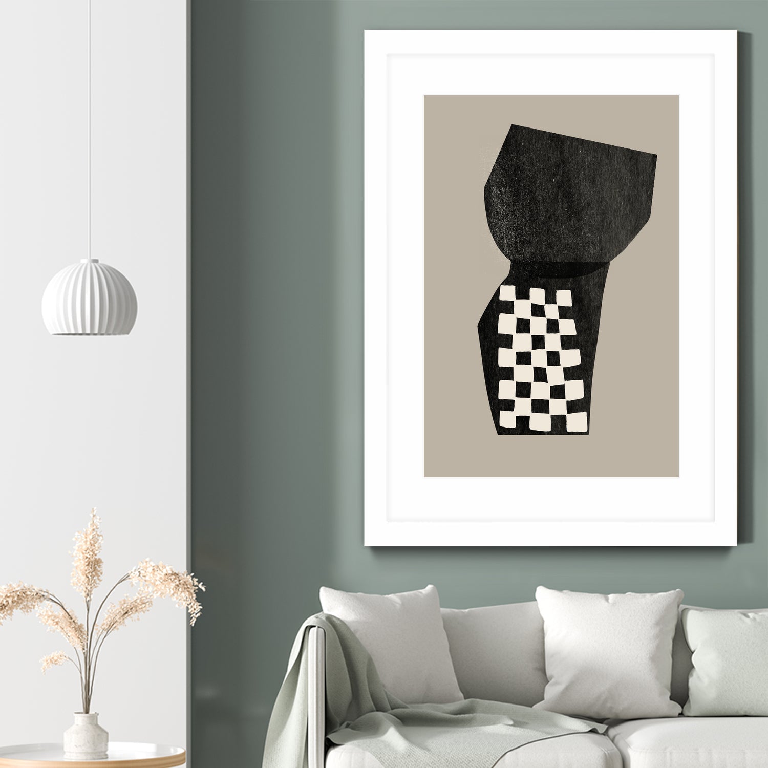 Checkered Abstraction by MIUUS STUDIO on GIANT ART - black shapes 