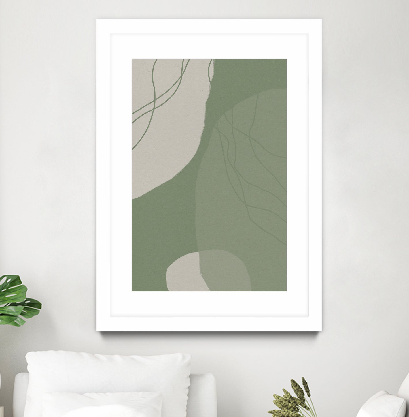 Modern Abstract Minimalist  Shapes In Sage and White  0008 by Dina Dankers on GIANT ART - abstract drawing