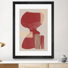 Crimson Harmony by THE MIUUS STUDIO  on GIANT ART - red shape  abstract, bold, white, grey, gray, calm, painting, print,  wallart,  wall art,  energetic, colourful, graphic print, illustration, soft, brush strokes, cute, prints, home decor, beige, black, drawing