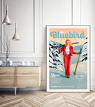The Bluebird Daily Pinup Ski Art by The Whiskey Ginger on GIANT ART - figurative text