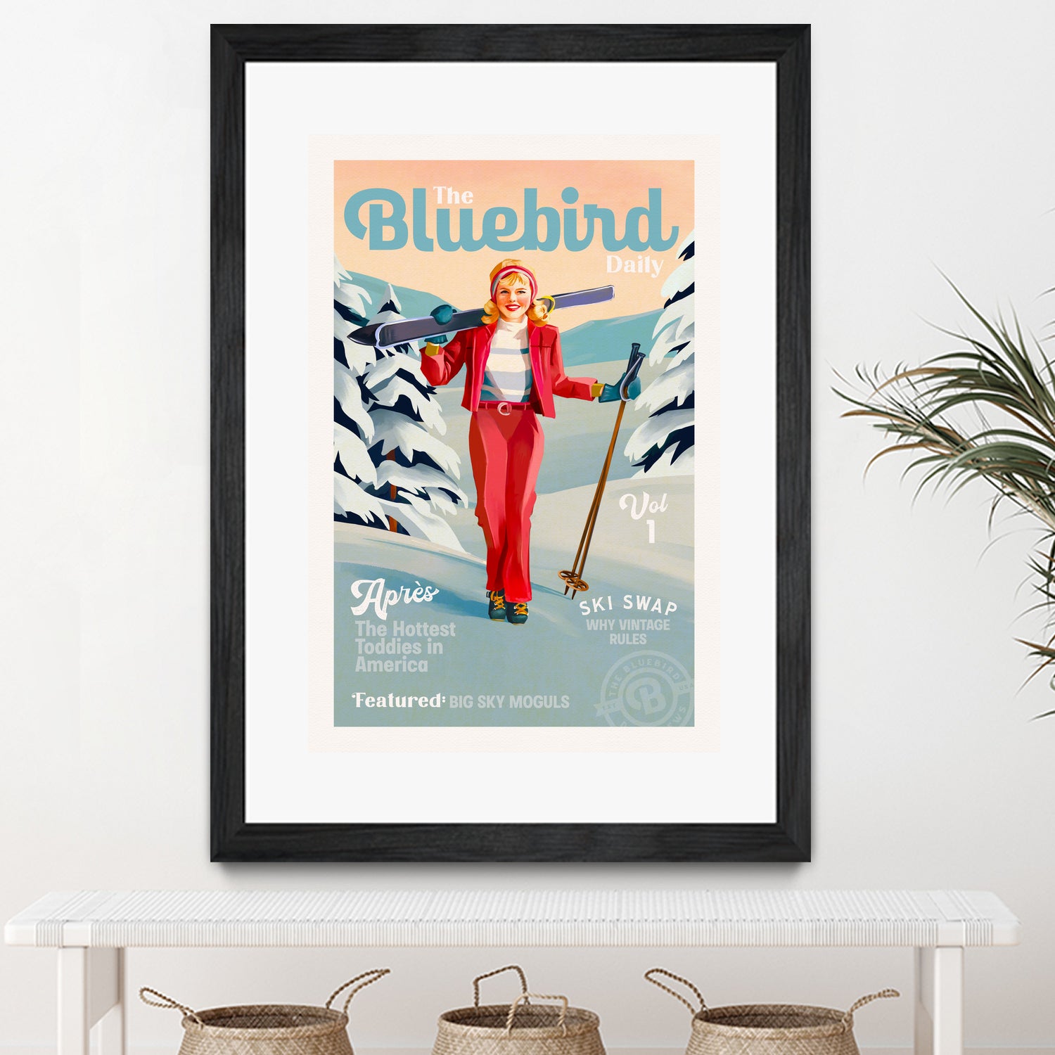 The Bluebird Daily Pinup Ski Art by The Whiskey Ginger on GIANT ART - figurative text